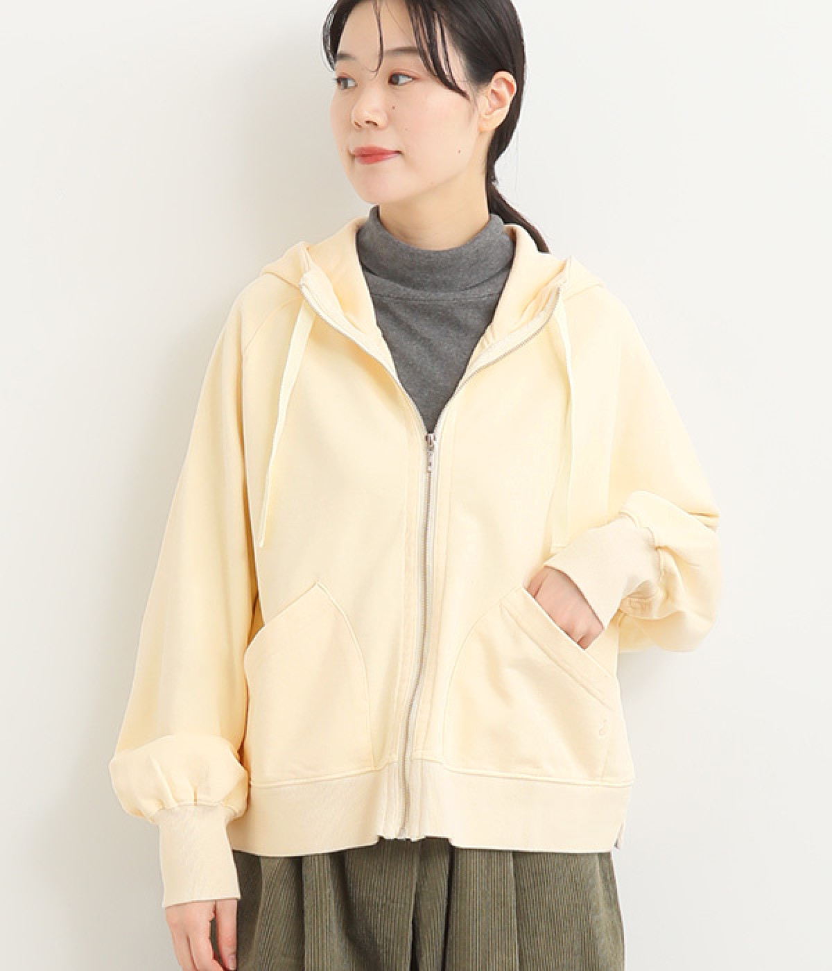 ベーシック裏毛　スウェットフーディー(ナチュラル-ONESIZE)