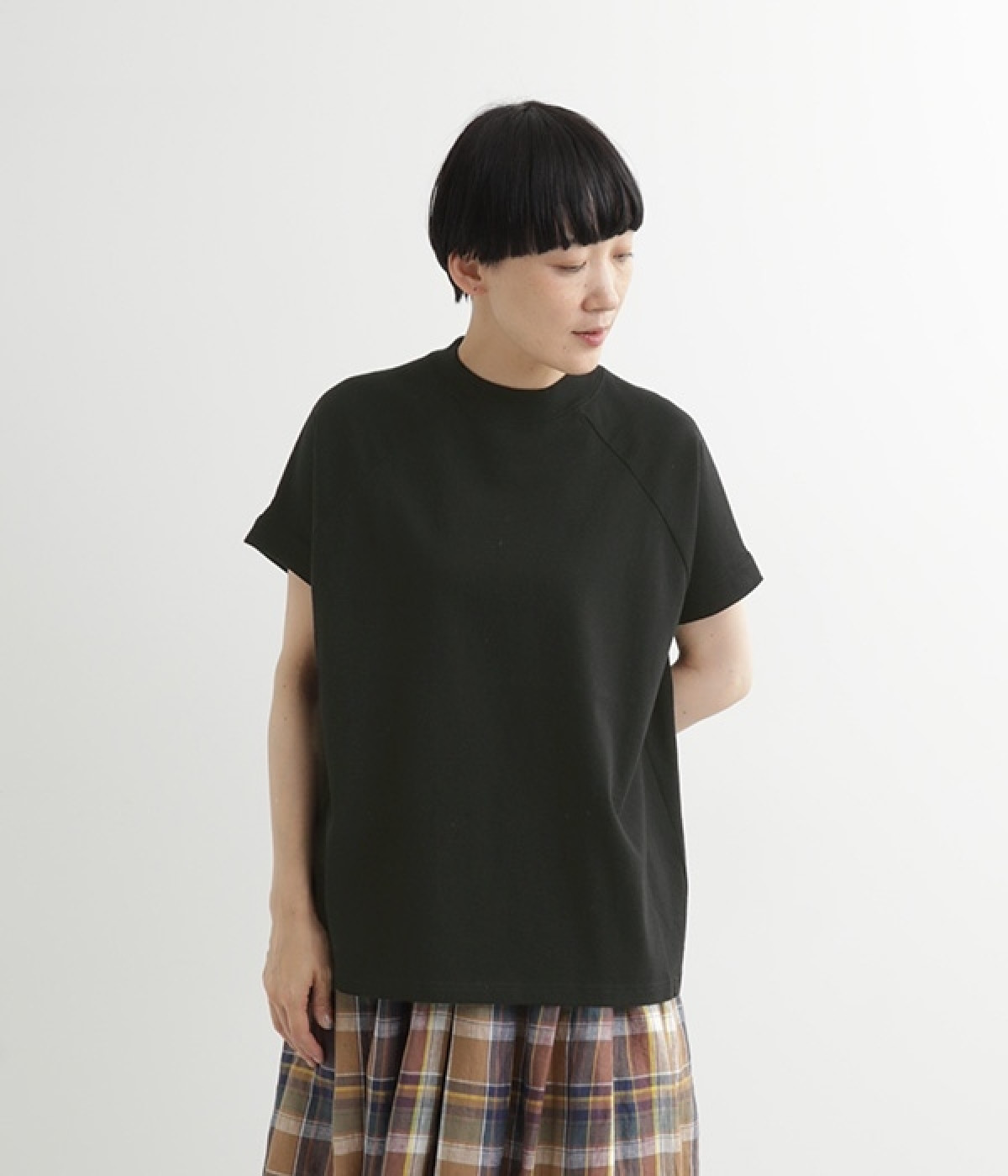 天竺　ラグランTシャツ(ブラック-ONESIZE)