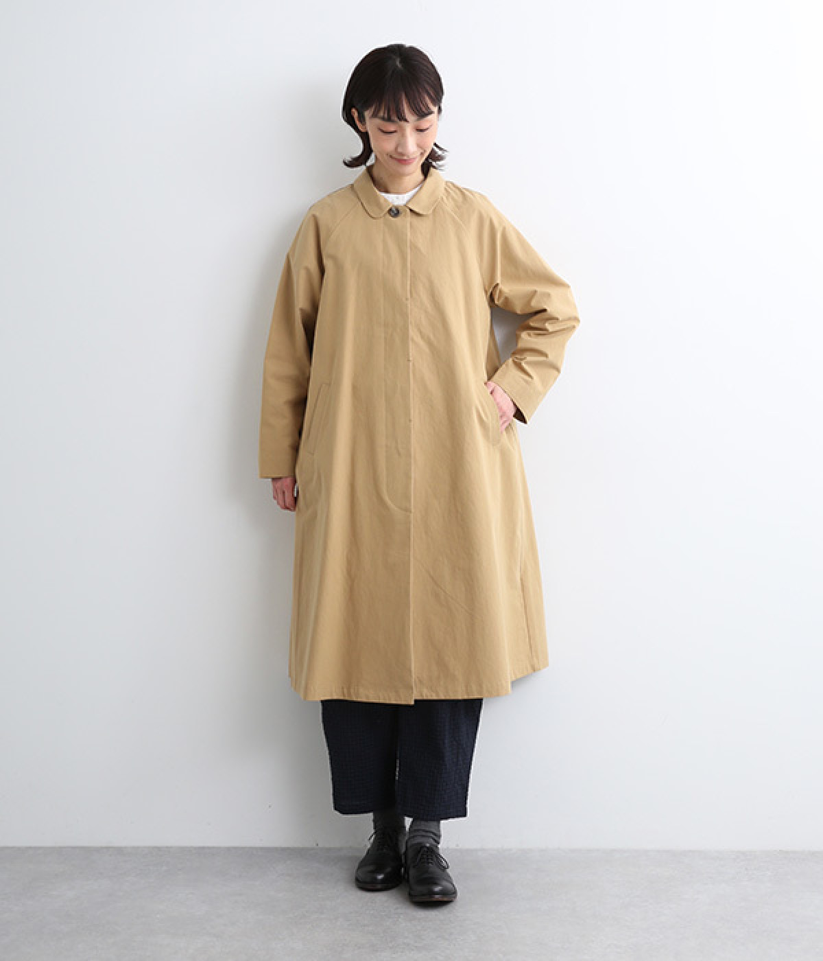 コットン平織コート(ベージュ-ONESIZE)