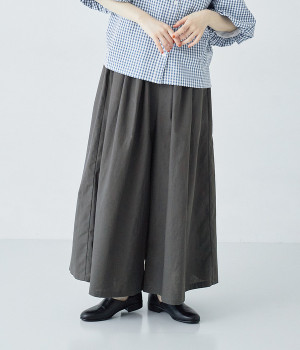 コットン混平織ワイドパンツ