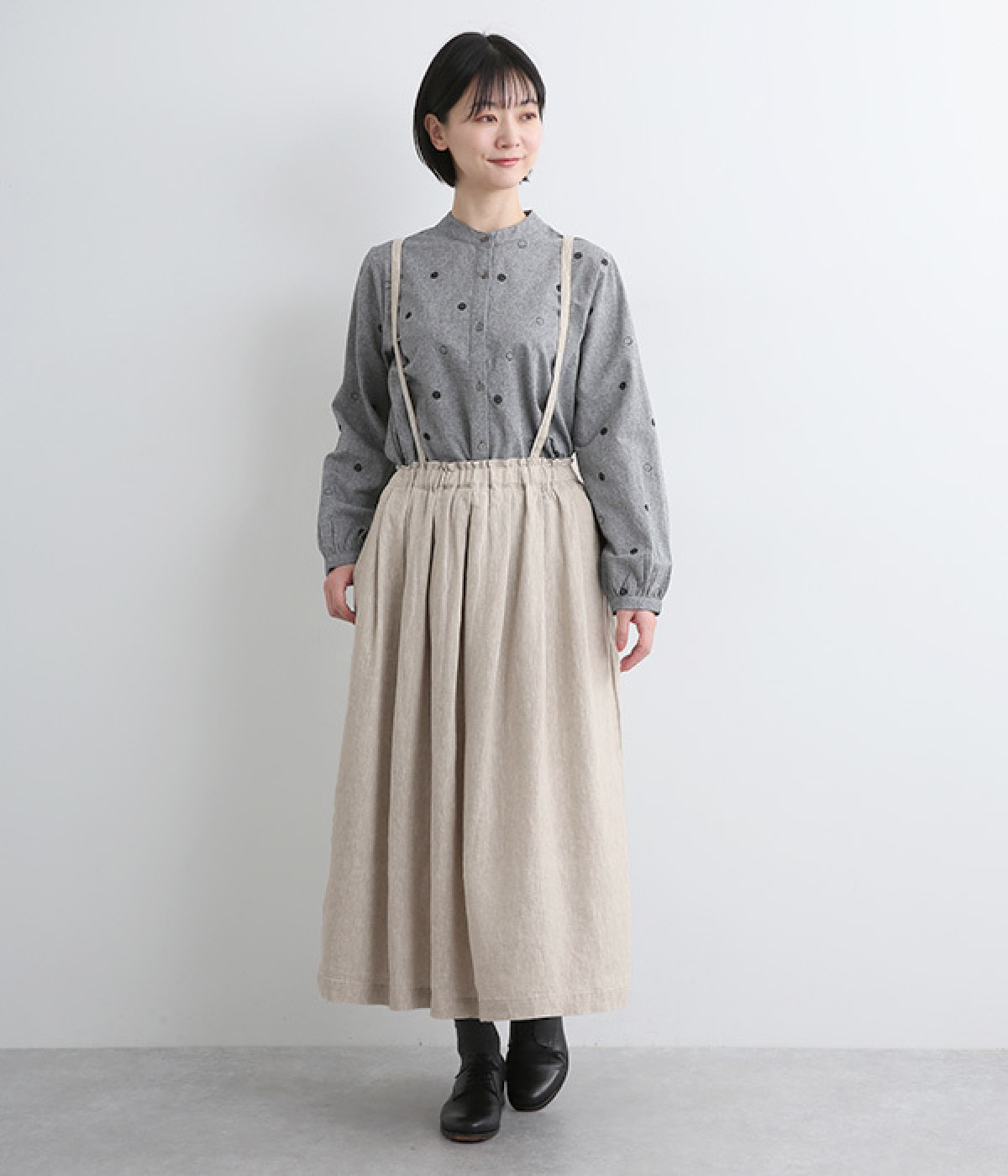 リネン平織サス付き2wayスカート(キナリ-ONESIZE)