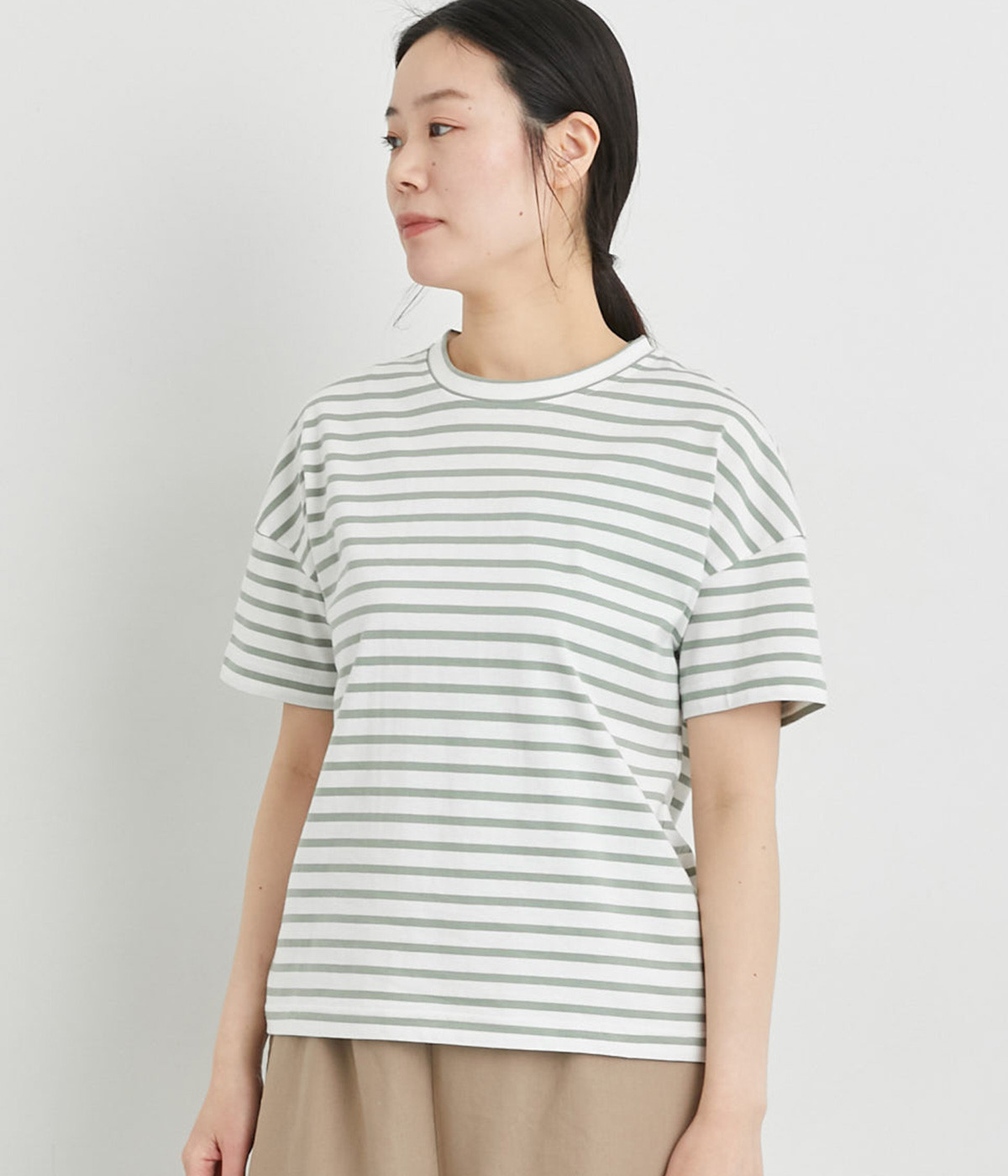 天竺ボーダー半袖Tシャツ (ミント-ONESIZE)