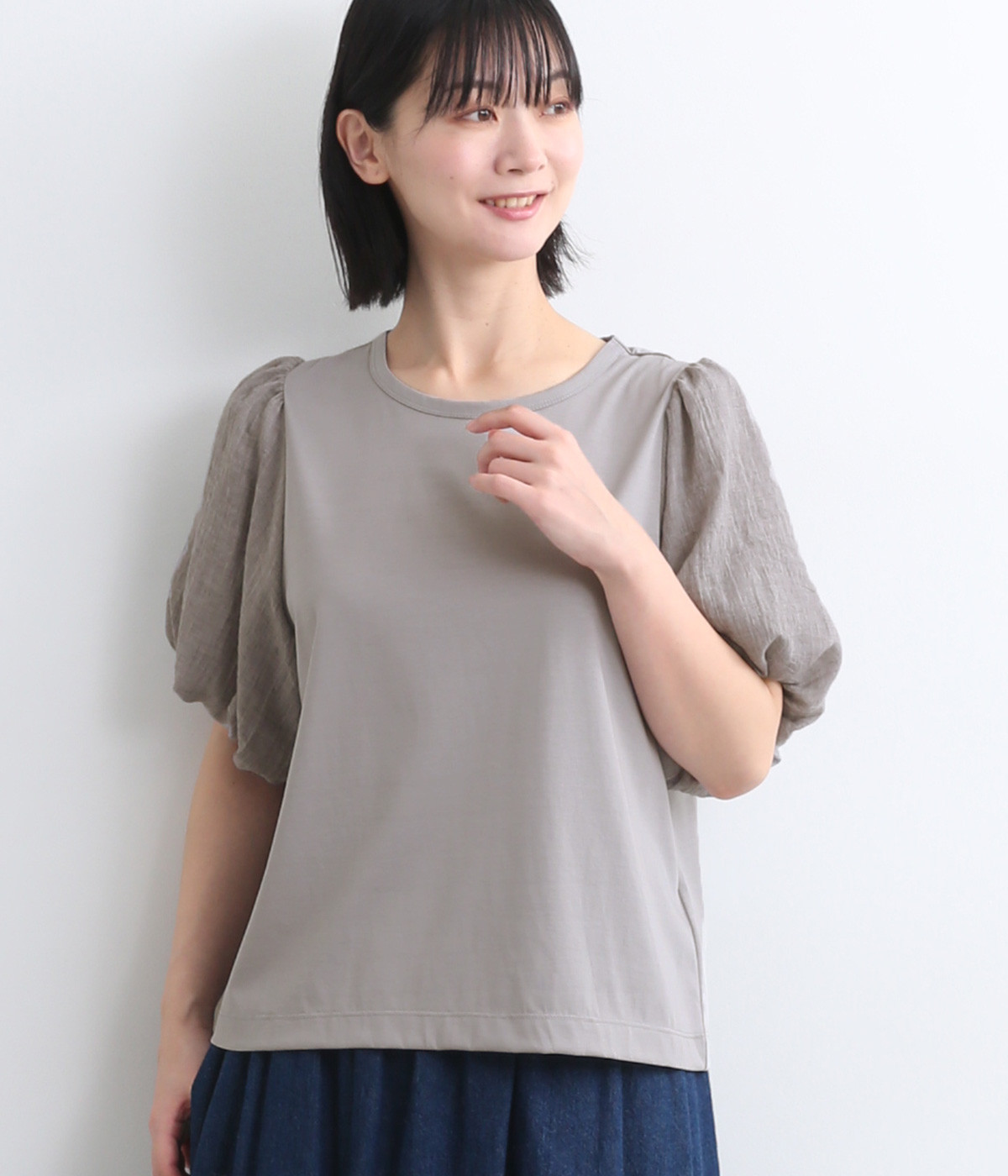 シルケット天竺Ｔシャツ(グレー-ONESIZE)