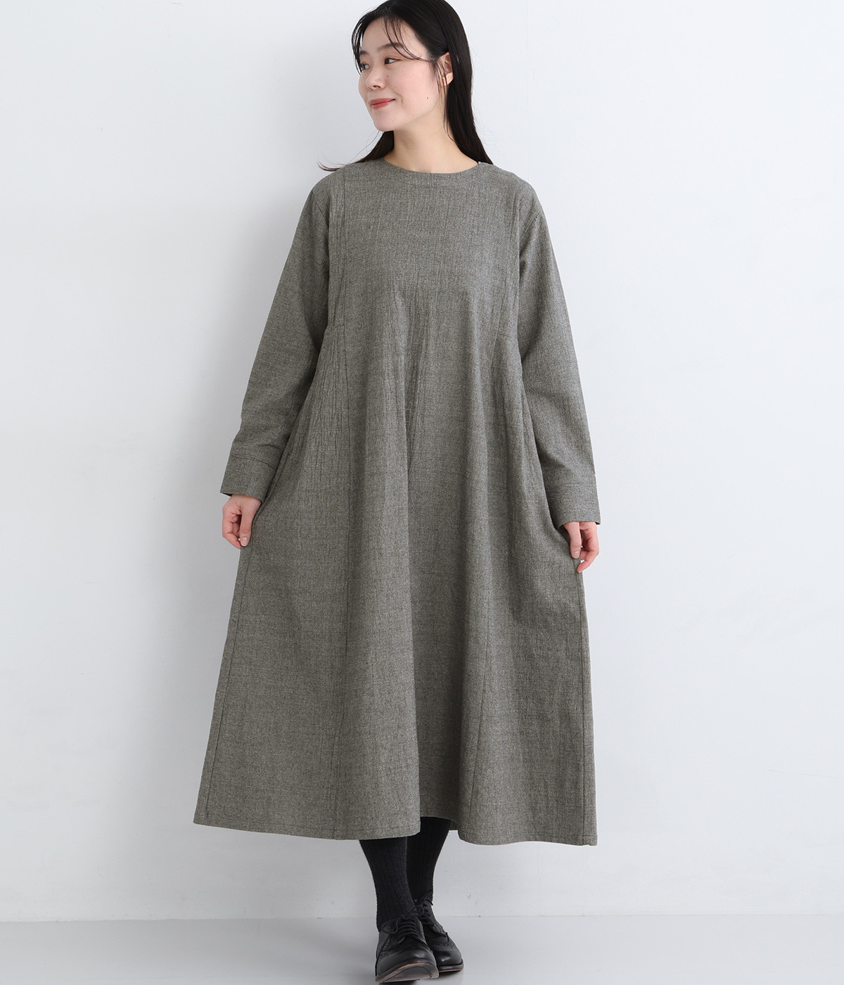 コットンシャンブレーワンピース(グレー-ONESIZE)