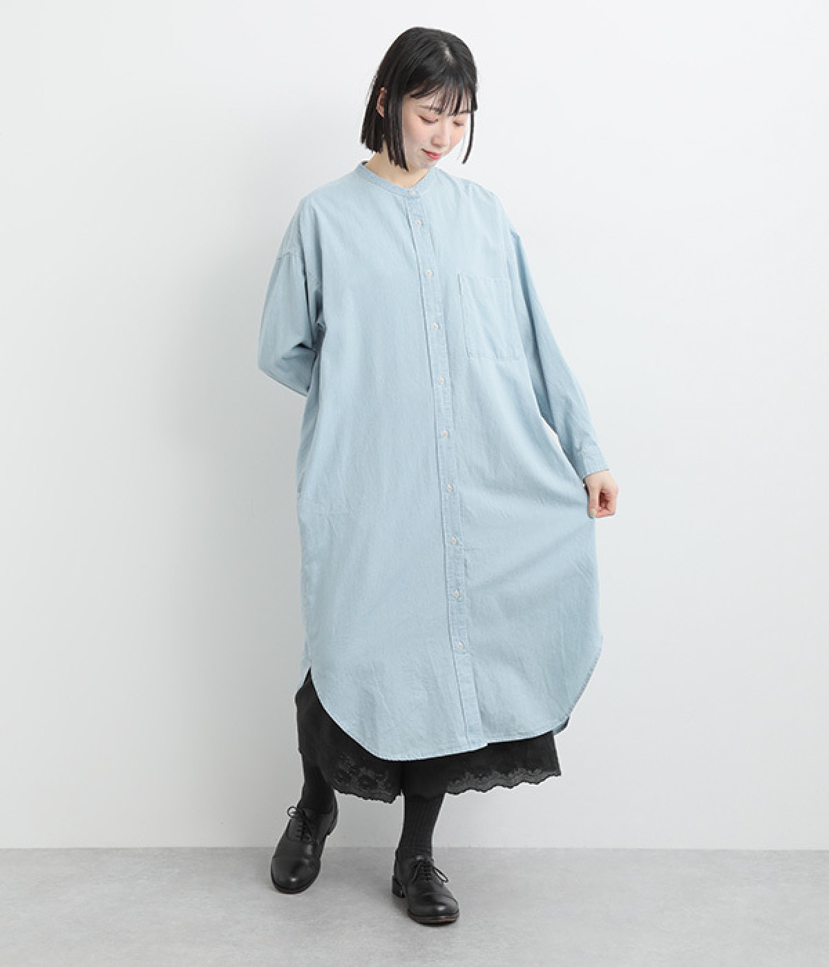 デニムワンピース(サックス-ONESIZE)