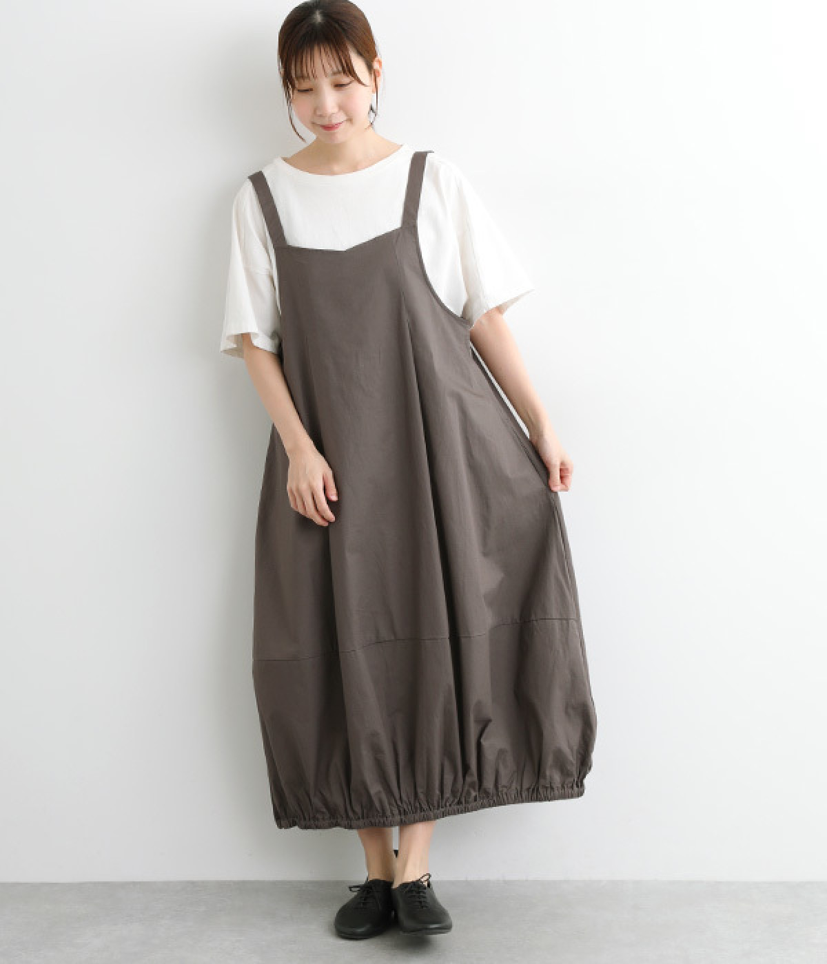 コットンツイル　2wayジャンパースカート(チャコール-ONESIZE)