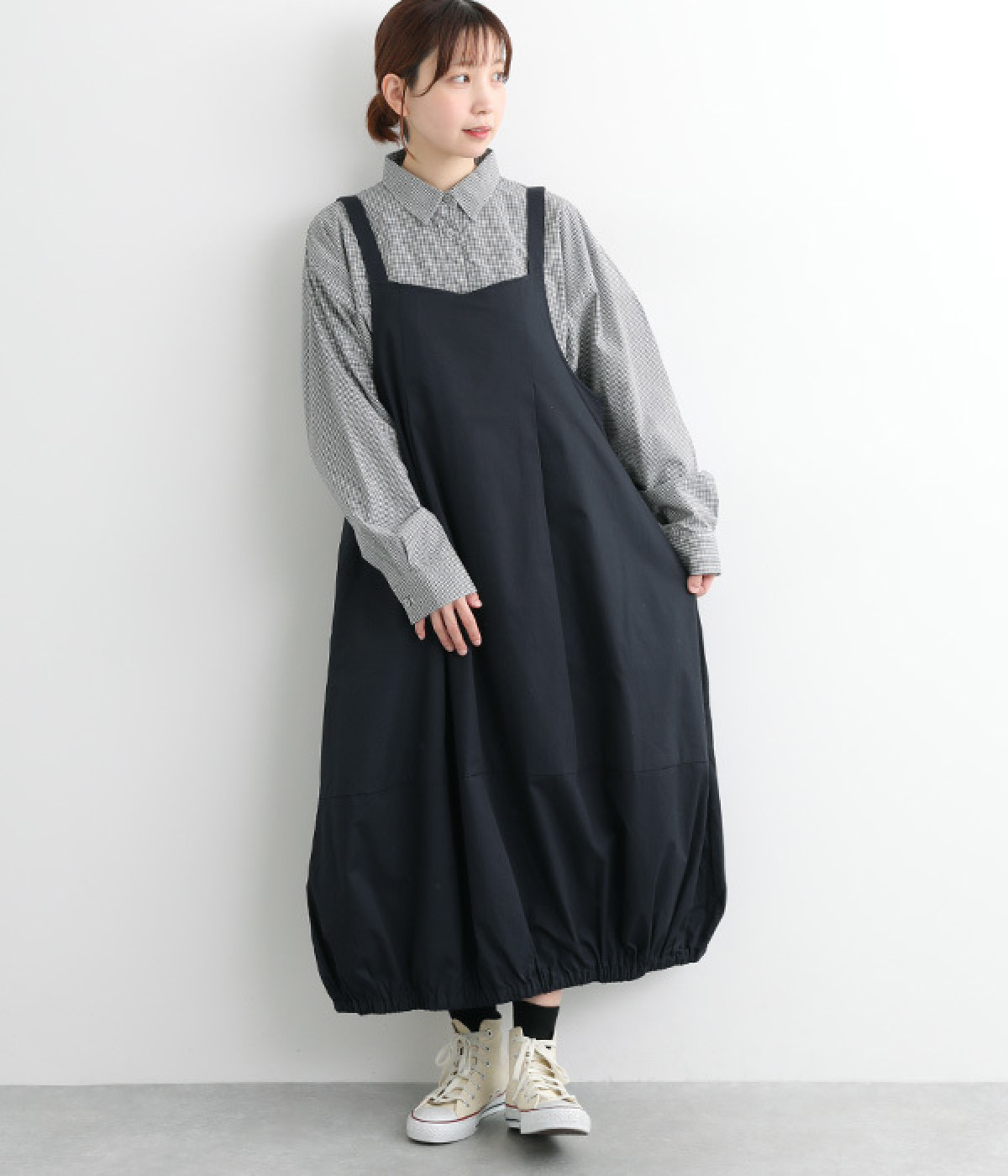 コットンツイル　2wayジャンパースカート(ネイビー-ONESIZE)