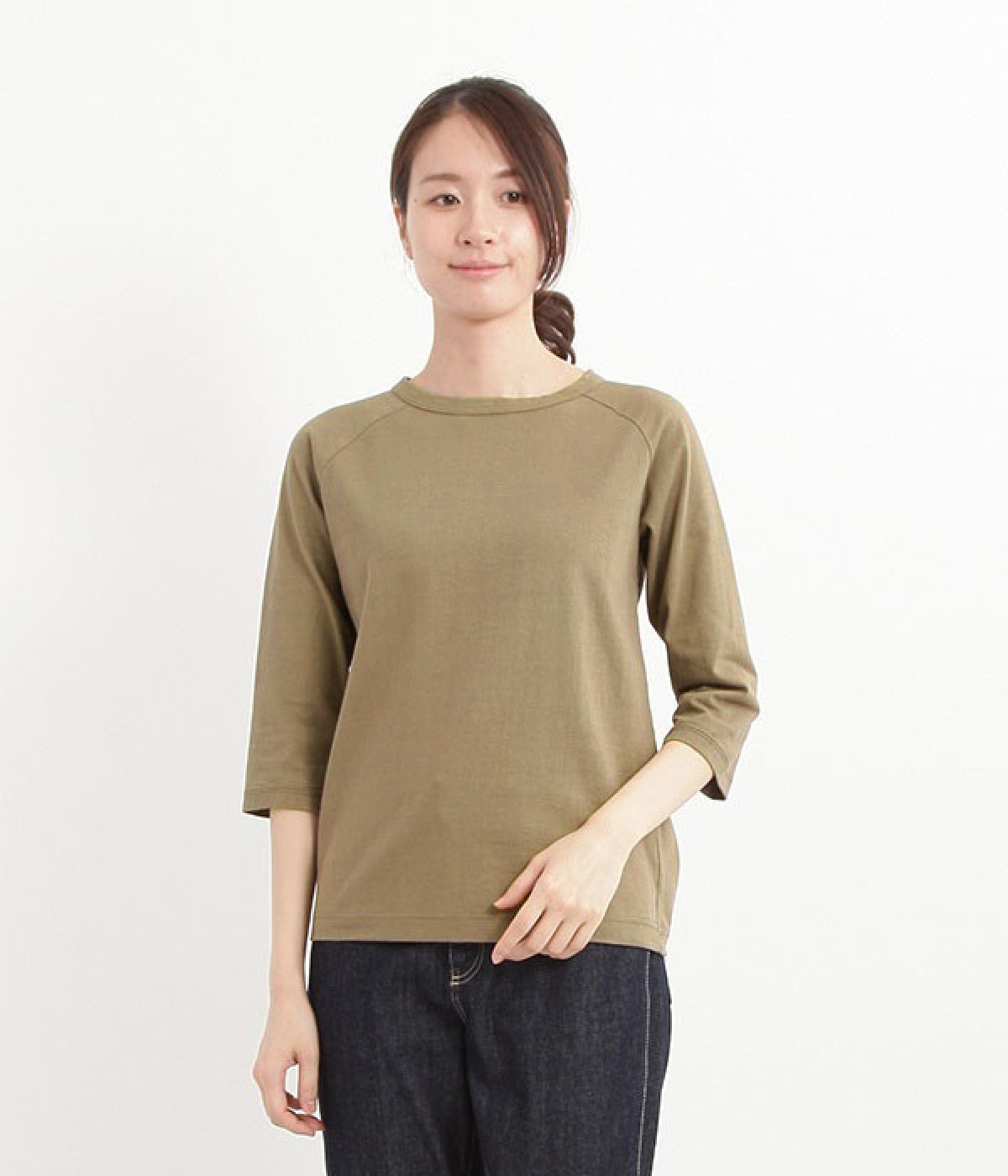 ムラ糸ラグラン7分袖Tシャツ(モカ-L)