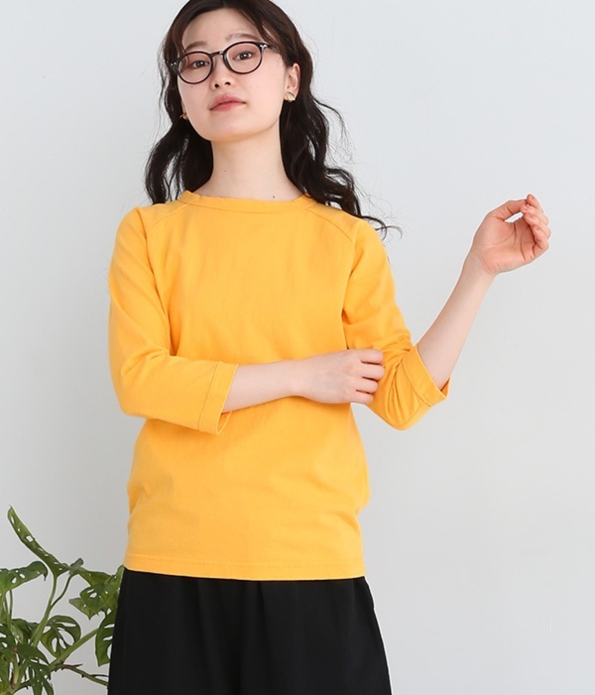 ムラ糸ラグラン7分袖Tシャツ(ヒマワリ-L)