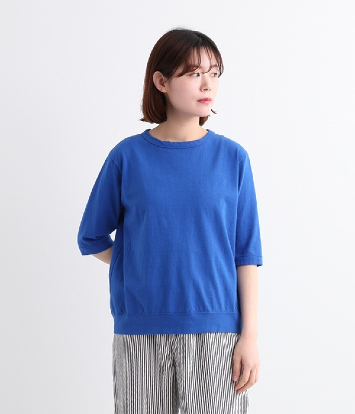ムラ糸天竺5分袖Tシャツ(ロイヤルブルー-L)