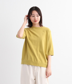 ムラ糸天竺5分袖Tシャツ(イエローグリーン-L)