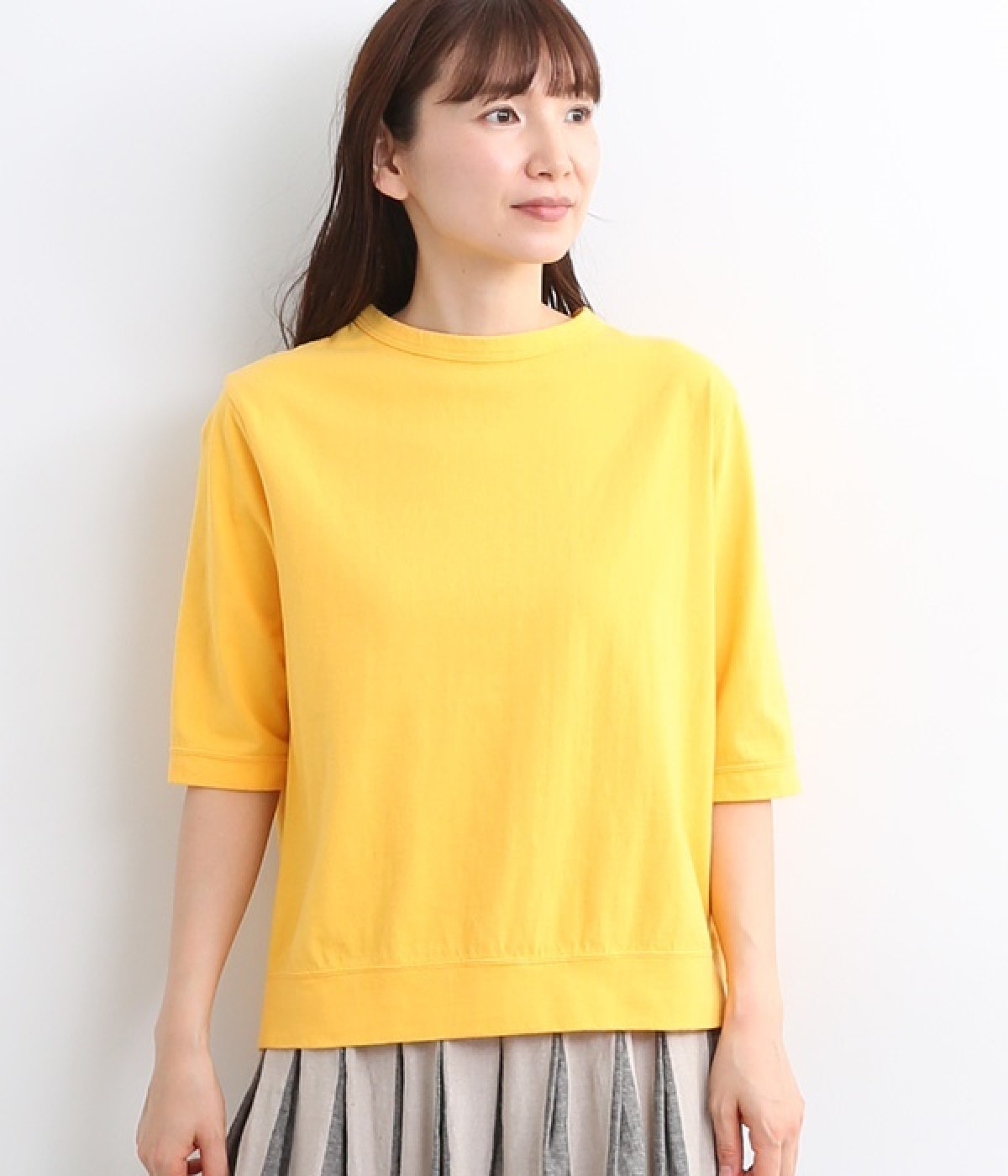 ムラ糸天竺5分袖Tシャツ(ヒマワリ-L)