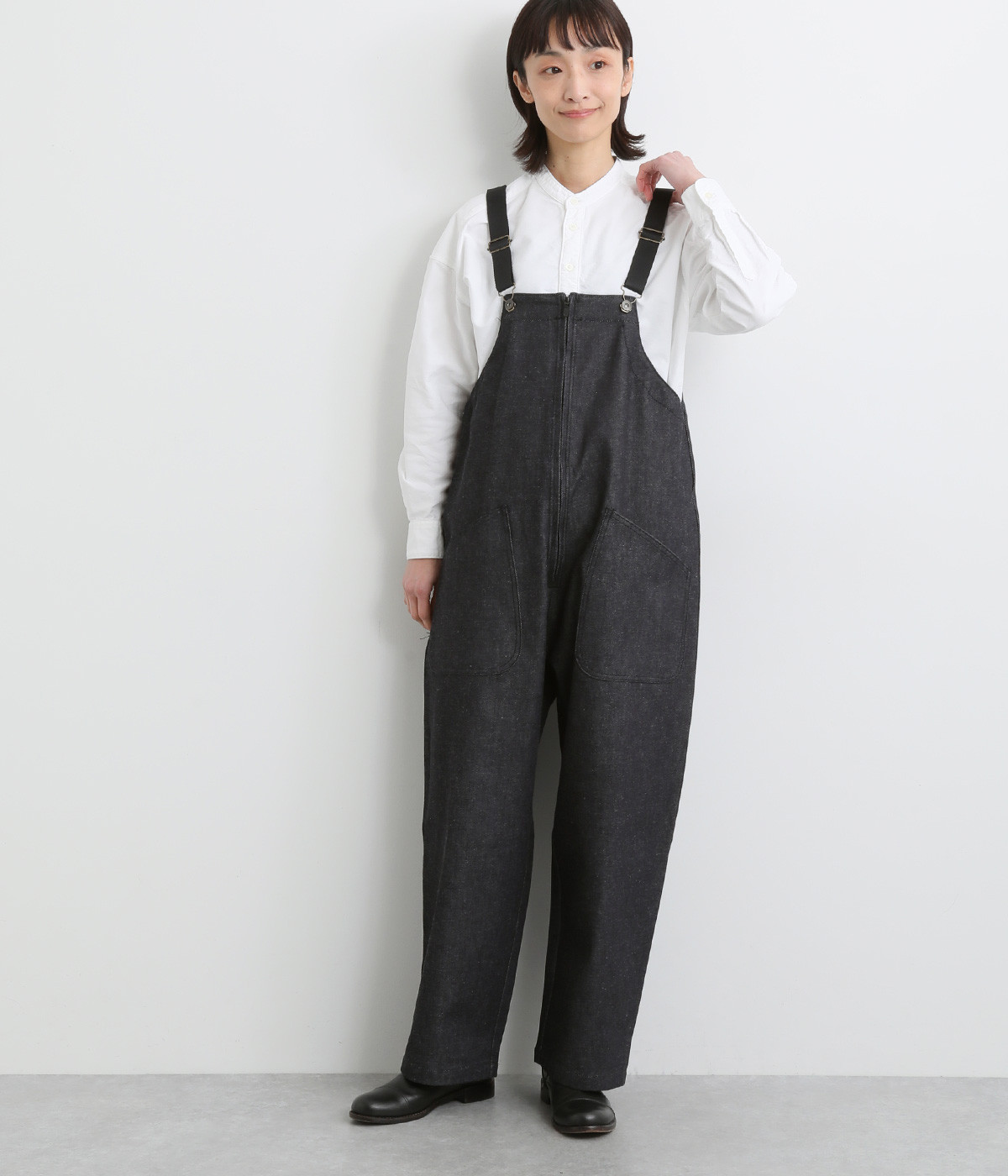 コットンデニムサロペット(インディゴ-ONESIZE)