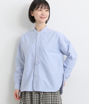 コットンエアタンオックススキッパーブラウス(サックス-ONESIZE)