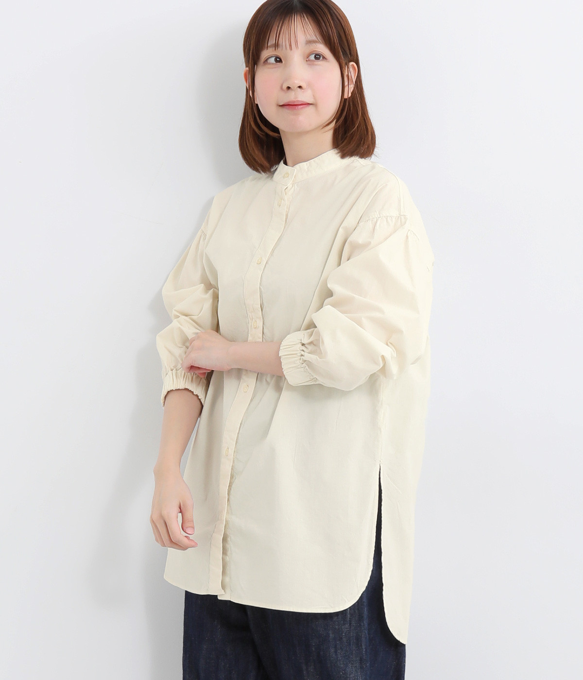 コットンライトポプリン2wayタックブラウス(オフホワイト-ONESIZE)