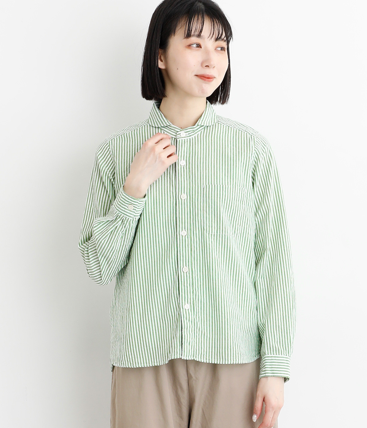 コットンバリエーションピッチサッカーストライプシャツ(グリーン-ONESIZE)