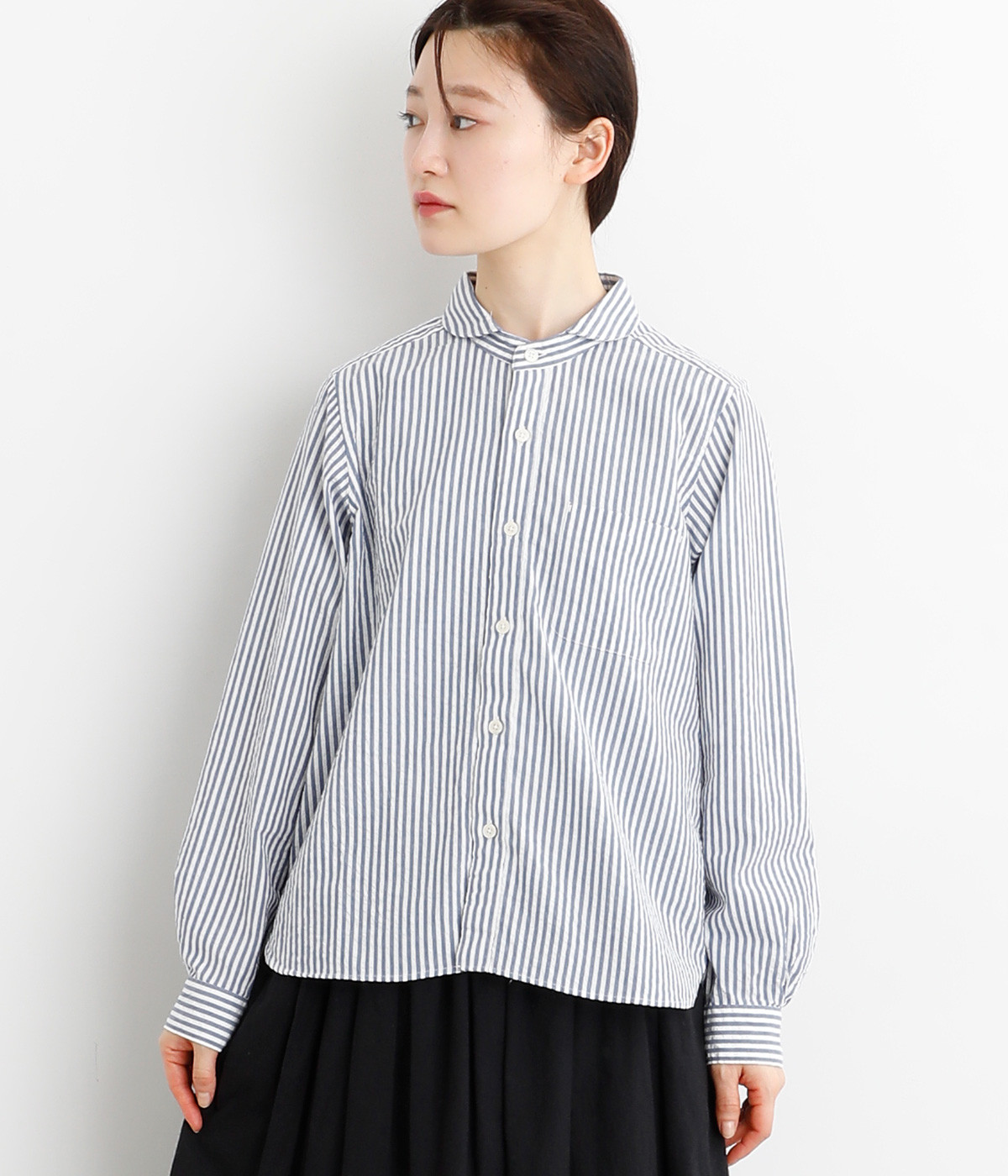 コットンバリエーションピッチサッカーストライプシャツ(ブルー-ONESIZE)