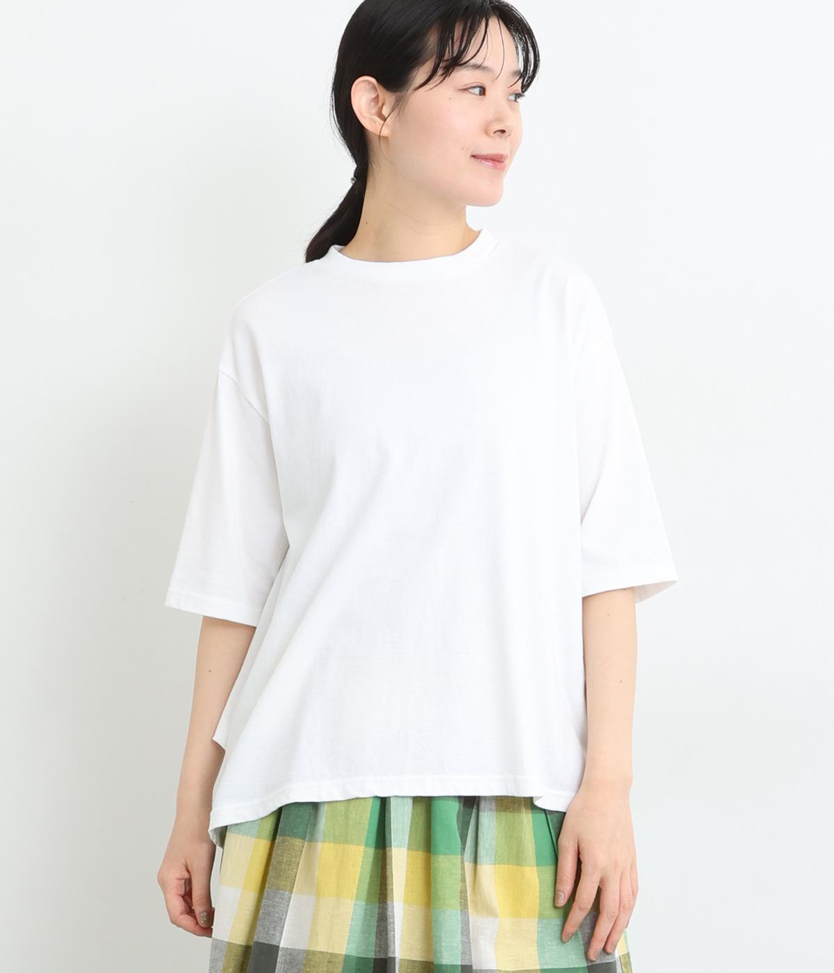 空紡糸ドライコットンタックワイドプルオーバー(ホワイト-ONESIZE)