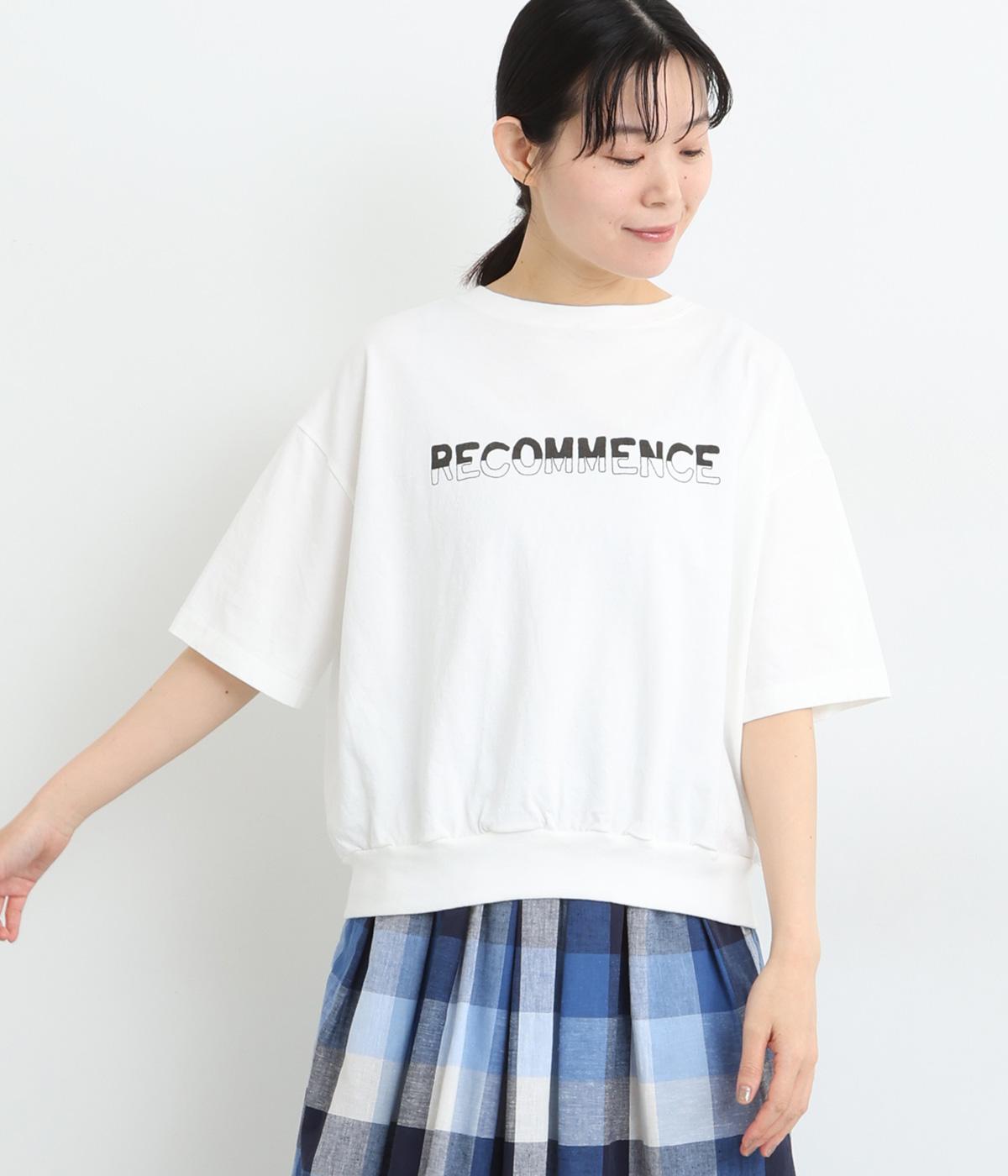 コットン度詰め天竺プリントワイドプルオーバー(ホワイト×スミクロ-ONESIZE)
