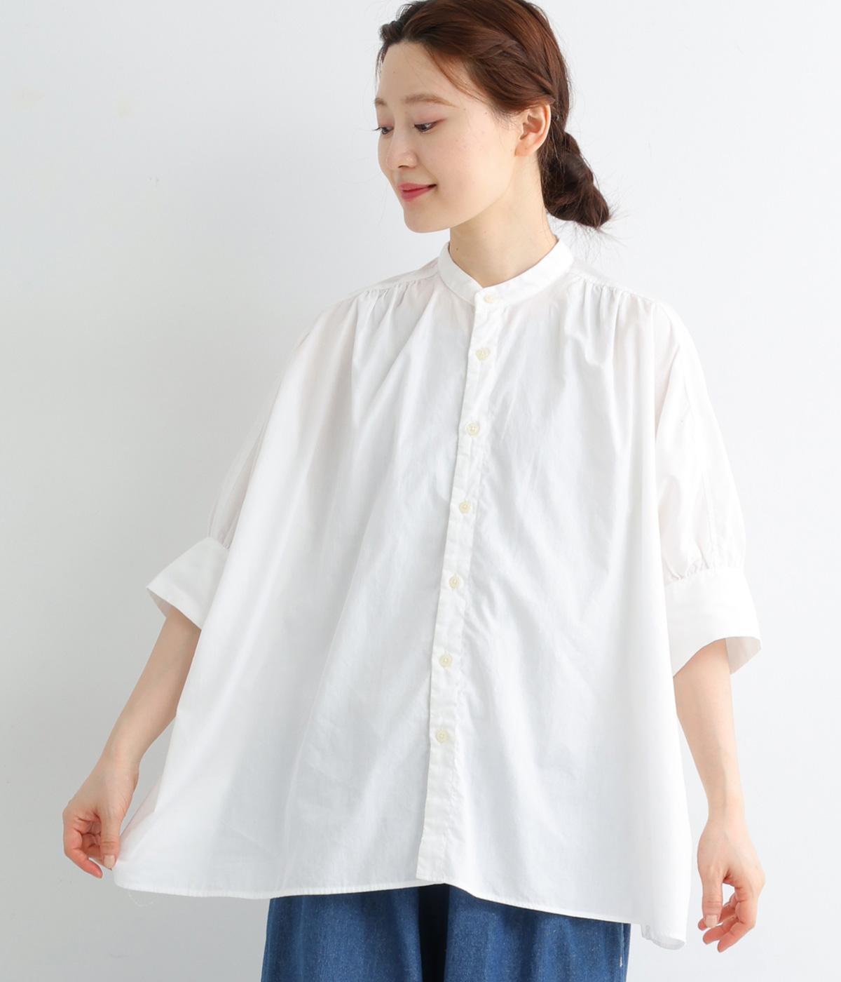 コットンブロードシルクタロンドルマンブラウス(ホワイト-ONESIZE)