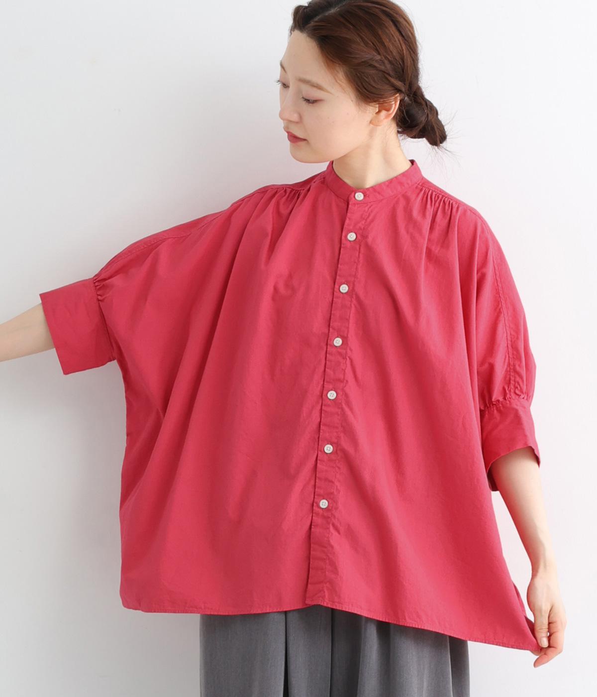 コットンブロードシルクタロンドルマンブラウス(レッド-ONESIZE)