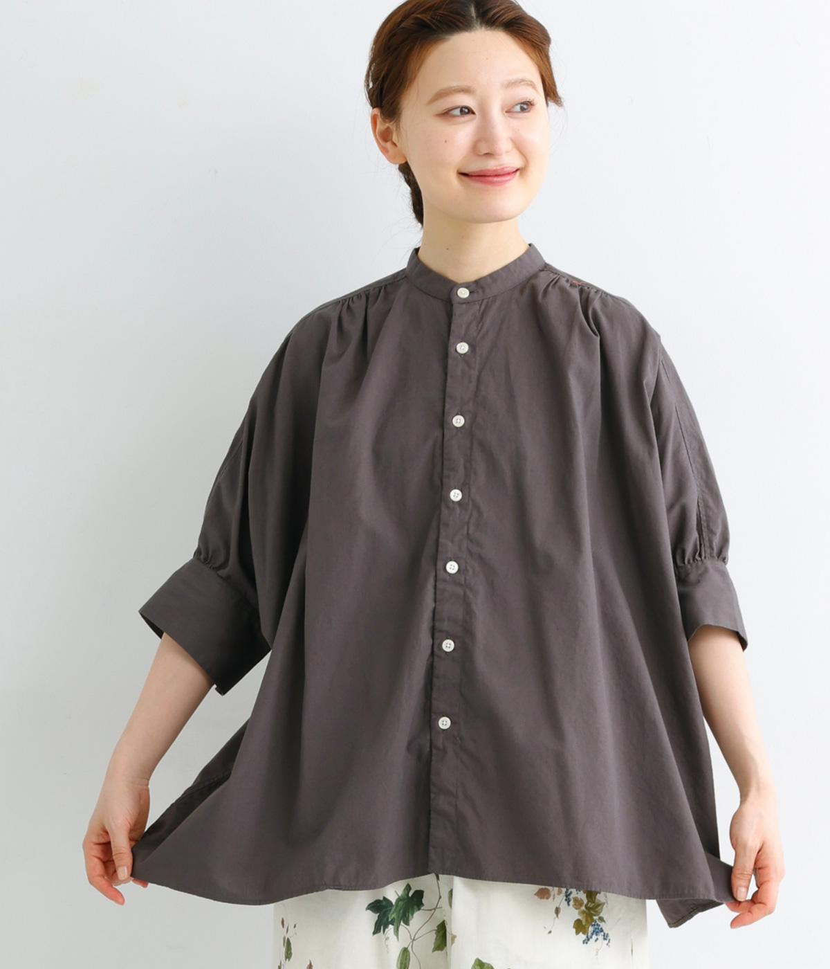コットンブロードシルクタロンドルマンブラウス(チャコール-ONESIZE)