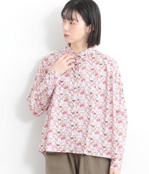 コットンリバティワイドブラウス(ピンク系-ONESIZE)