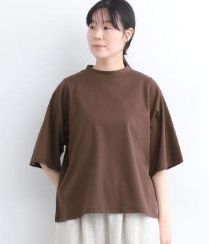 コットンコンパクトスムースワイドスリーブプルオーバー(ブラウン-ONESIZE)