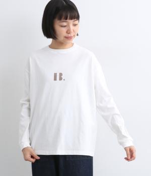コットン天竺フェルトロゴTシャツ(ホワイト×ベージュ-F)