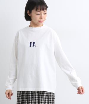 コットン天竺フェルトロゴTシャツ(ホワイト×ネイビー-F)