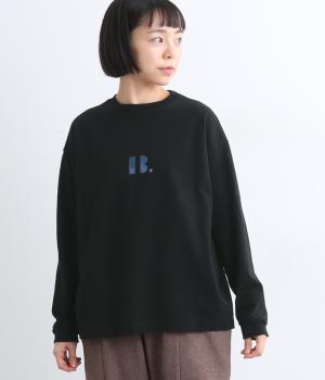 コットン天竺フェルトロゴTシャツ(ブラック×ネイビー-F)