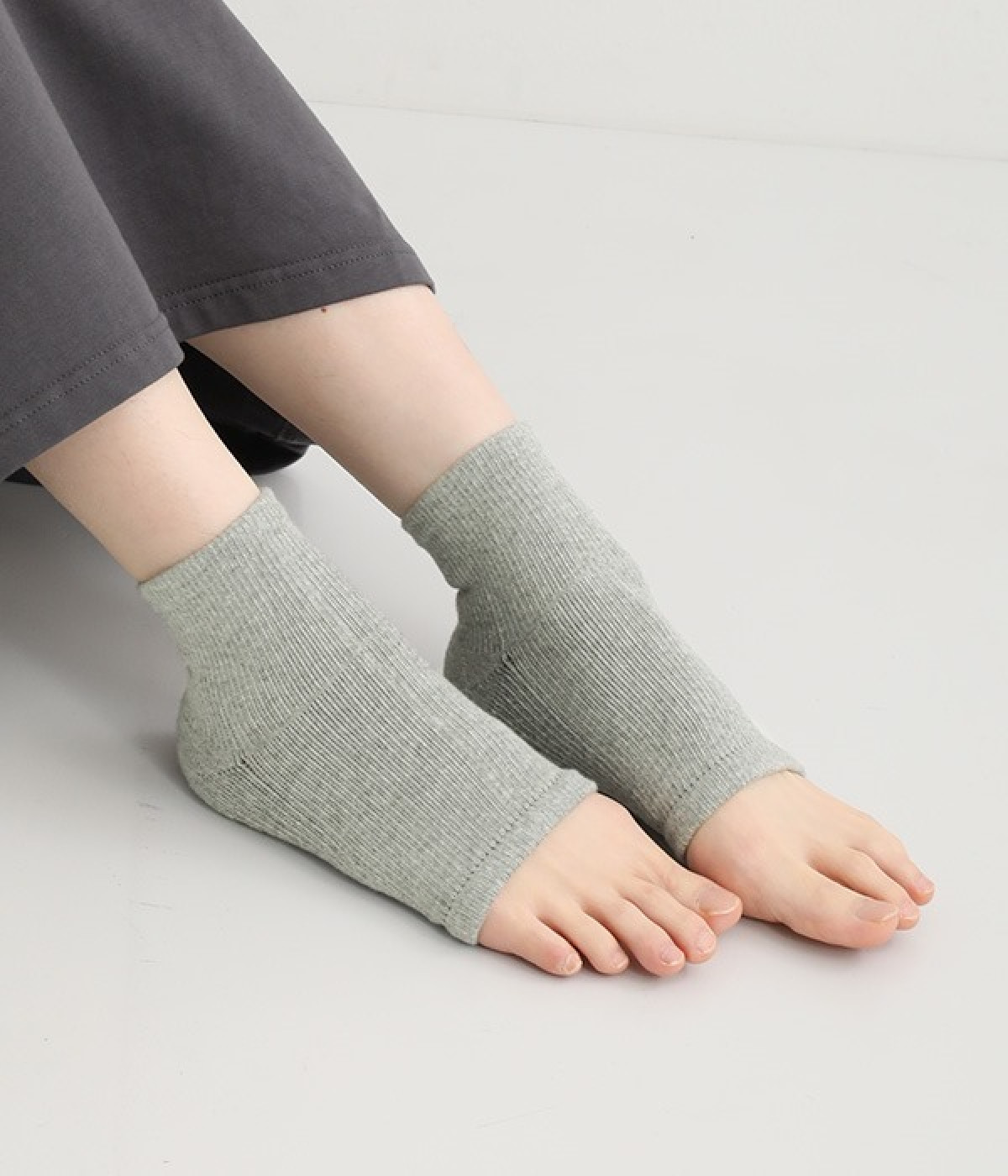 コットンパイルサンダルソックス(ヘザーグレー-ONESIZE)