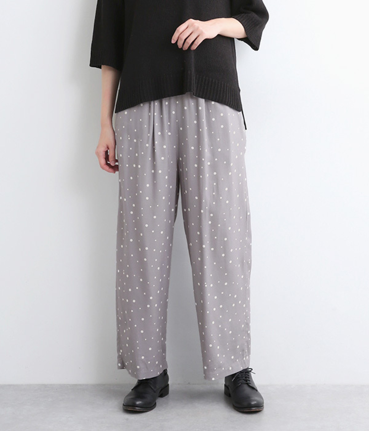 コットンレーヨン　ランダムドットパンツ(グレー-ONESIZE)
