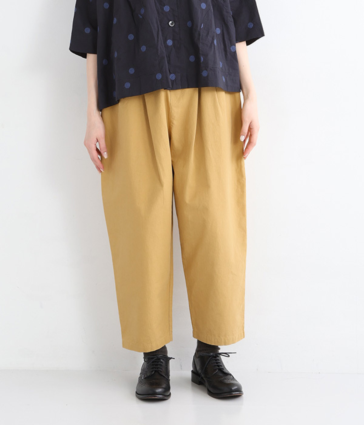 コットンダンプテーパードパンツ(イエロー-ONESIZE)