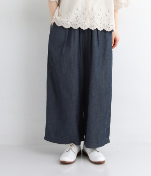 コットンリネン4.5ozデニムワイドパンツ