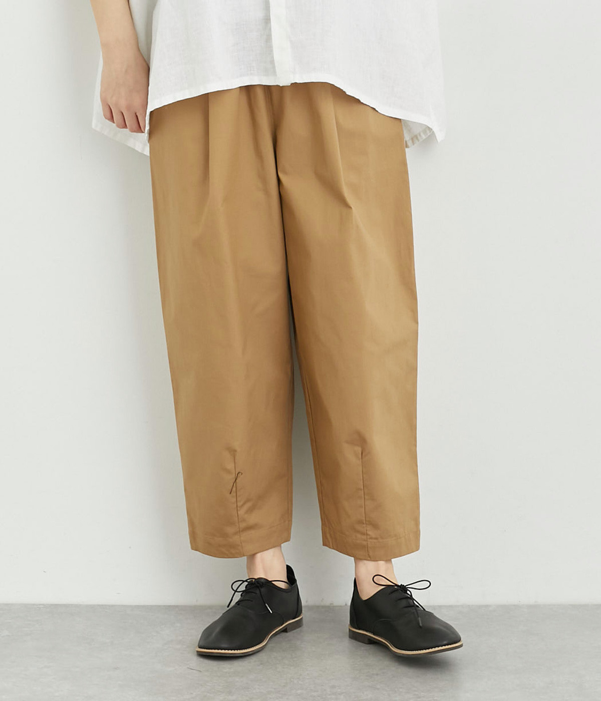 日本製　ホースクロスクロップドパンツ(キャメル-ONESIZE)