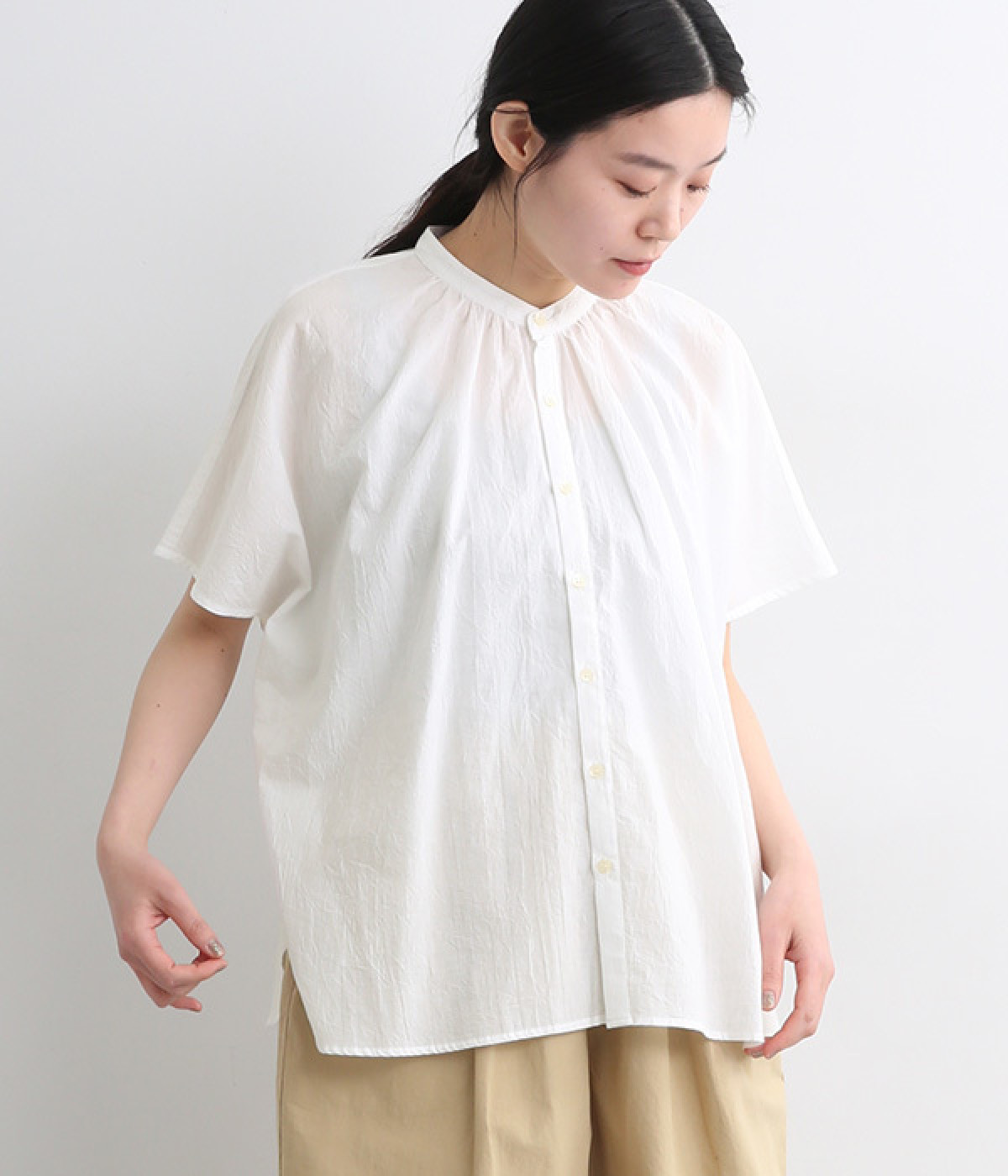 ローンギャザーワイドシャツ(オフ-ONESIZE)