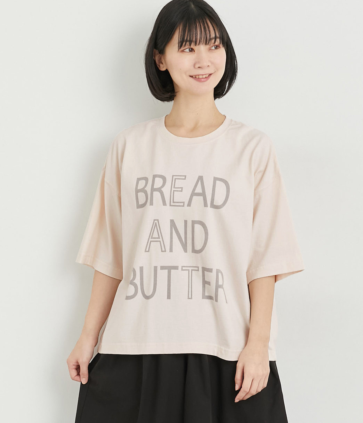 プリントTシャツ　ブレッド＆バター(ライトピンク-ONESIZE)