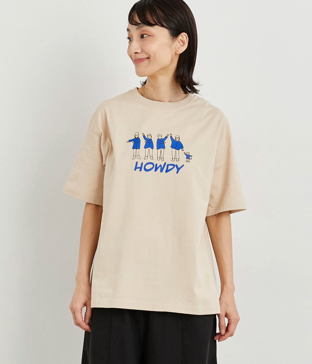 HOWDY　プリントTシャツ(ベージュ-ONESIZE)