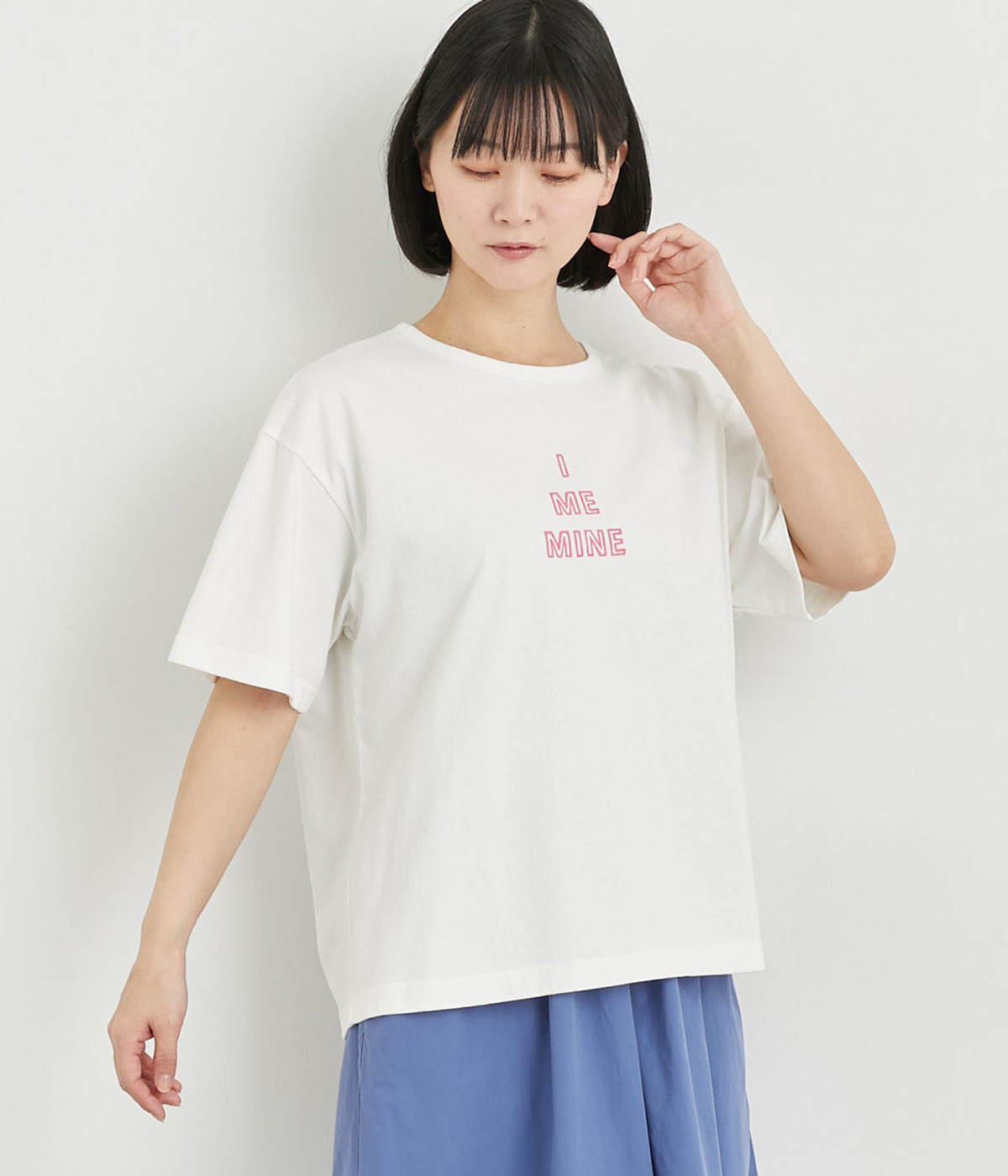 ワイドプリントTシャツ「I ME MINE」(ホワイト-ONESIZE)