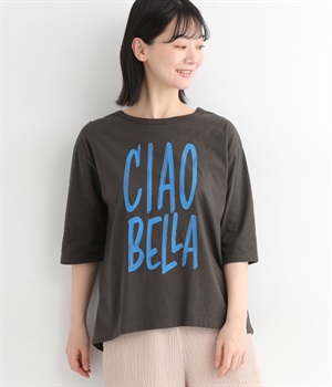 オーガニックコットン6分袖プリントTシャツ CIAO BELLA(スミクロ-ONESIZE)