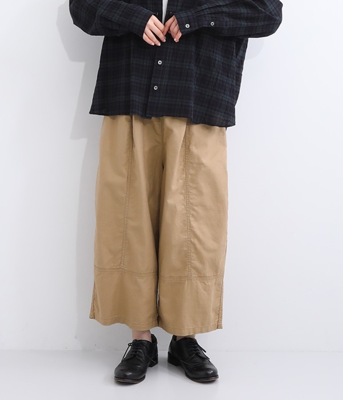 コットンリネンサージ　トヌーパンツ(ベージュ-ONESIZE)