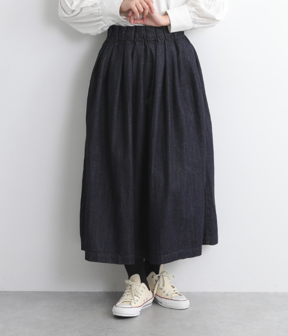 10ozデニムプリッセスカート(ワンウォッシュ-ONESIZE)
