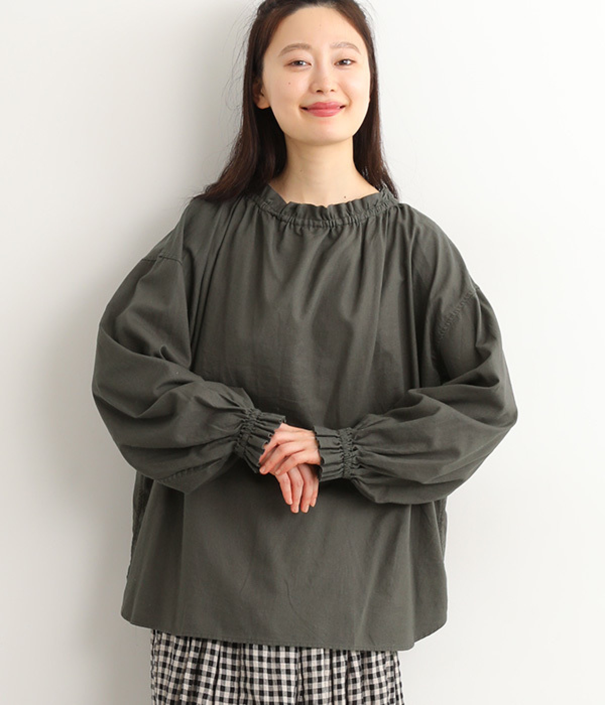 コットンビエラ2WAYレデューヴロンシャツ(チャコール-ONESIZE)