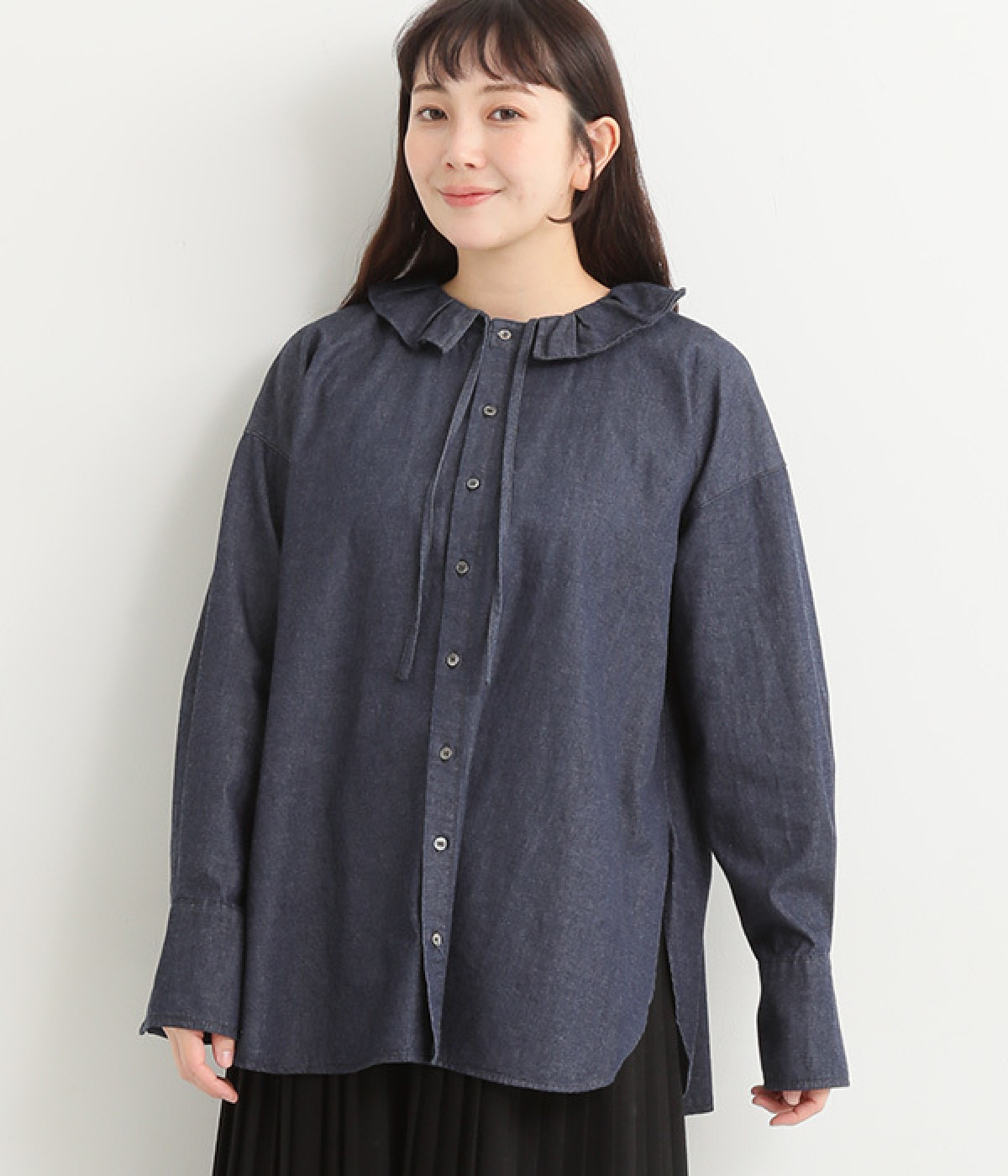 5ozデニムワンウォッシュ　コルレットシャツ(ワンウォッシュ-ONESIZE)