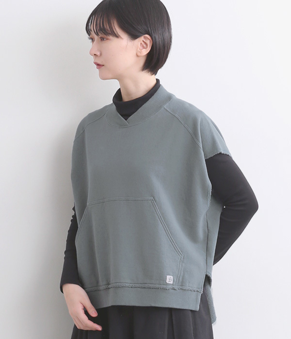 ヴィンテージ裏毛　プルオーバージレ(スティールブルー-ONESIZE)