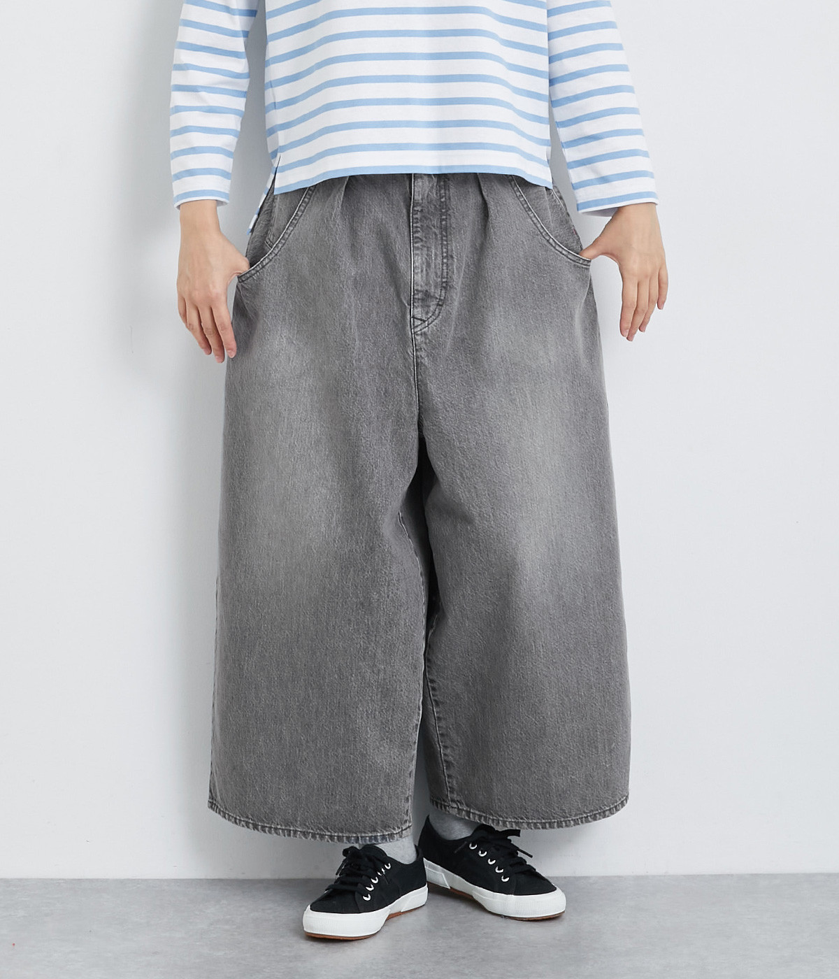 13ozブラックデニムデフォルメパンツ(ユーズド-1)