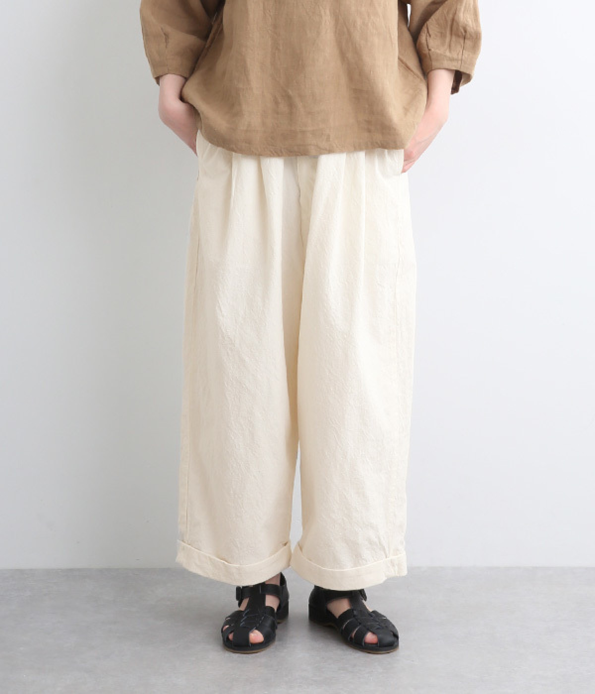 コットンリネンキャンバスマランパンツ(ホワイト-ONESIZE)