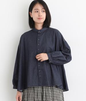 コットン5ozデニムセルクルシャツ(ワンウォッシュ-2)