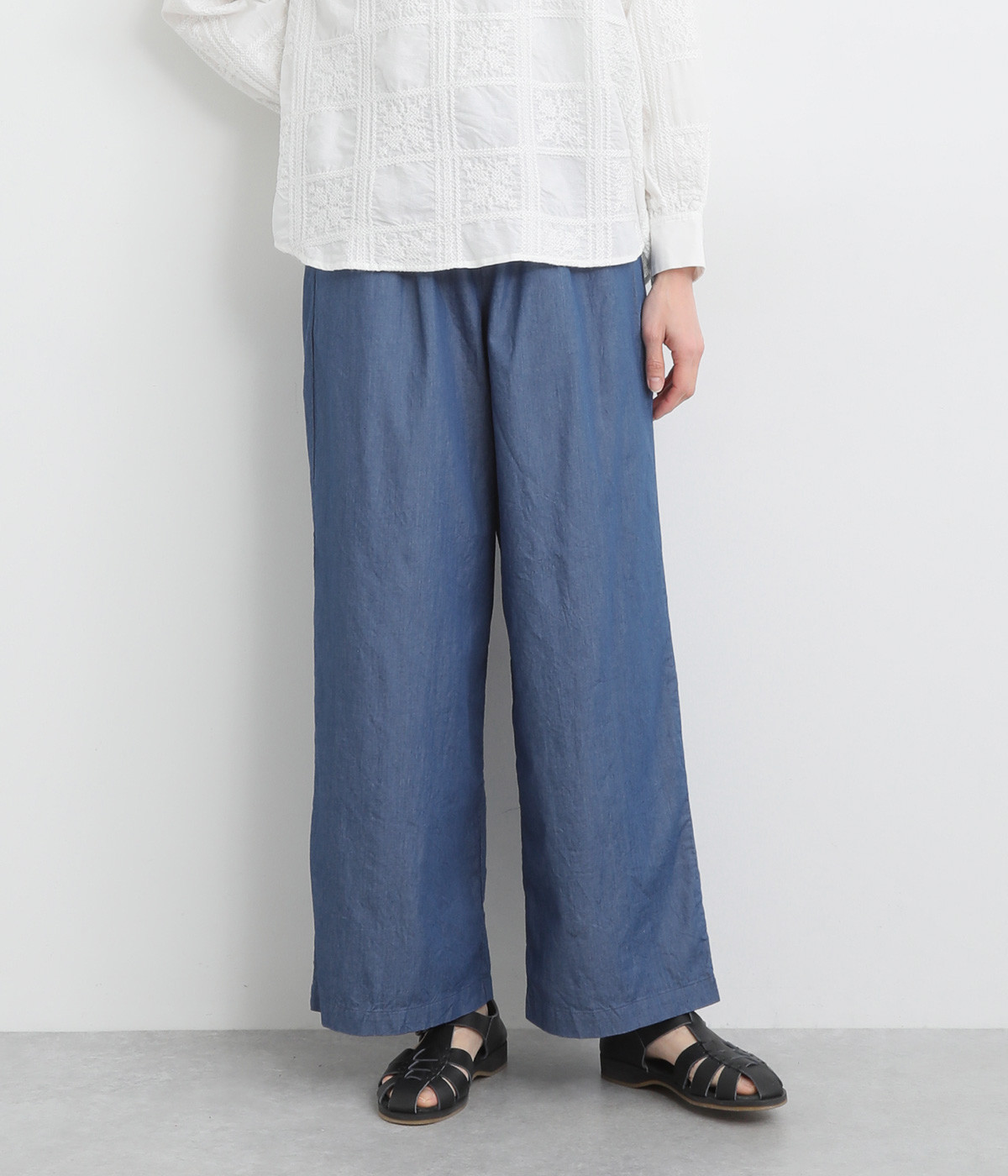 4ozデニム ストレートパンツ(ライトインディゴ-ONESIZE)